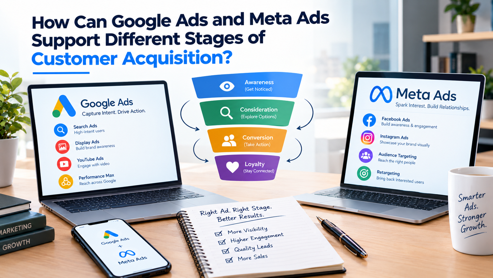 How Can Google Ads and Meta Ads Support Different Stages of Customer Acquisition?